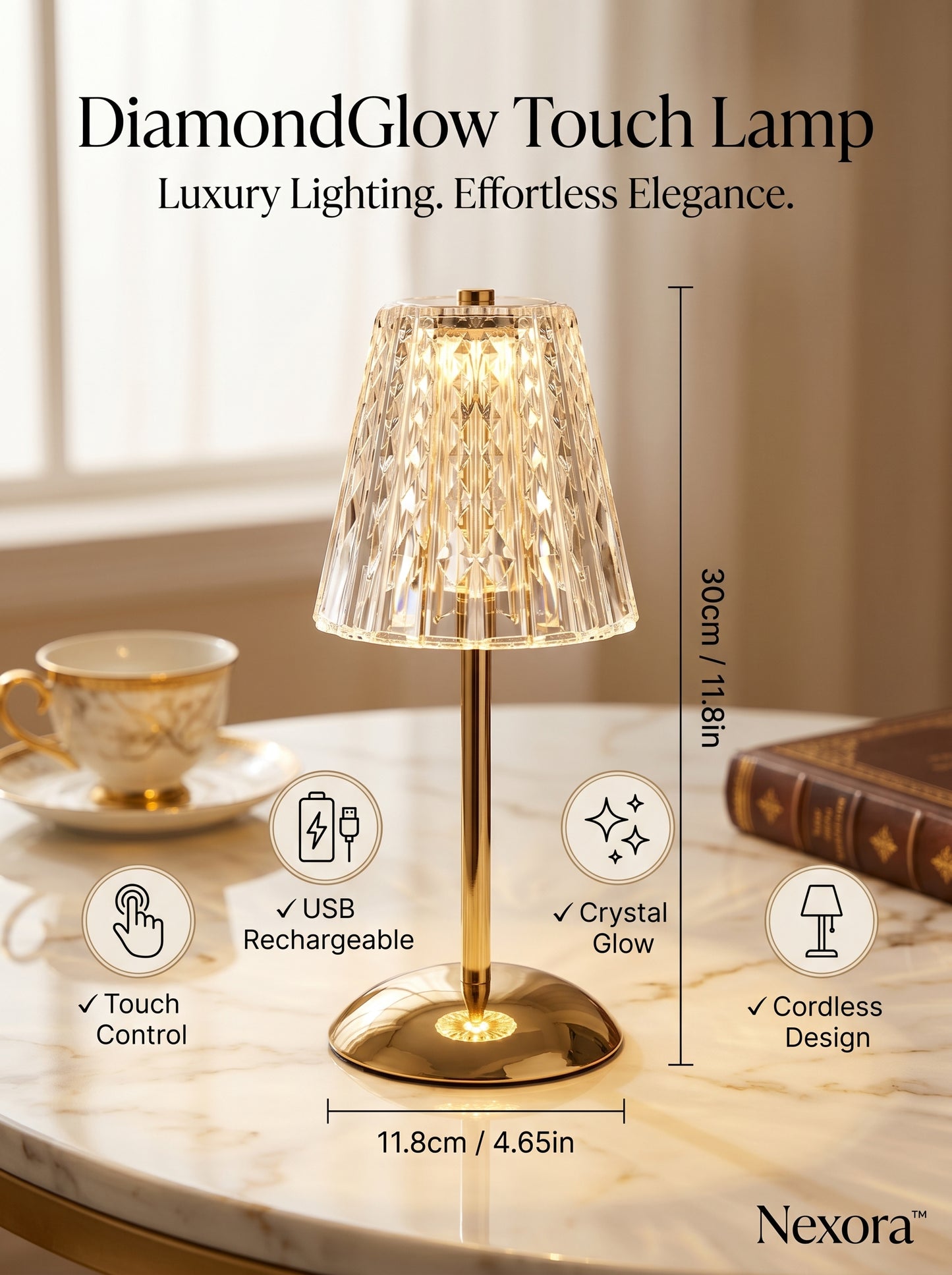 DiamondGlow Touch Lamp