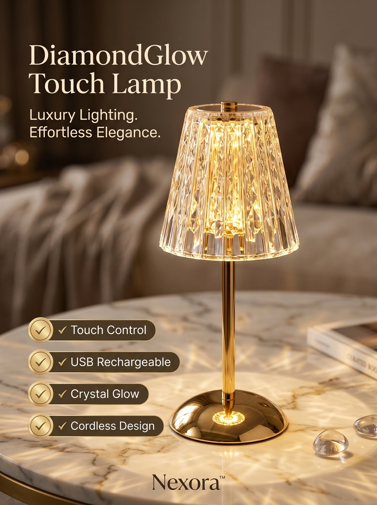 DiamondGlow Touch Lamp