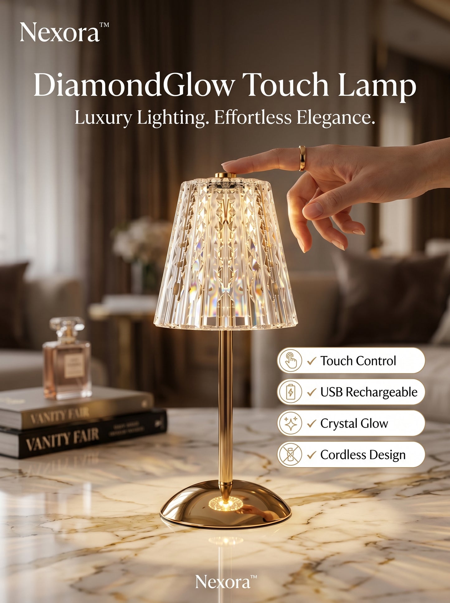 DiamondGlow Touch Lamp